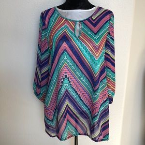 Sheer Blouse with 3/4 Sleeves